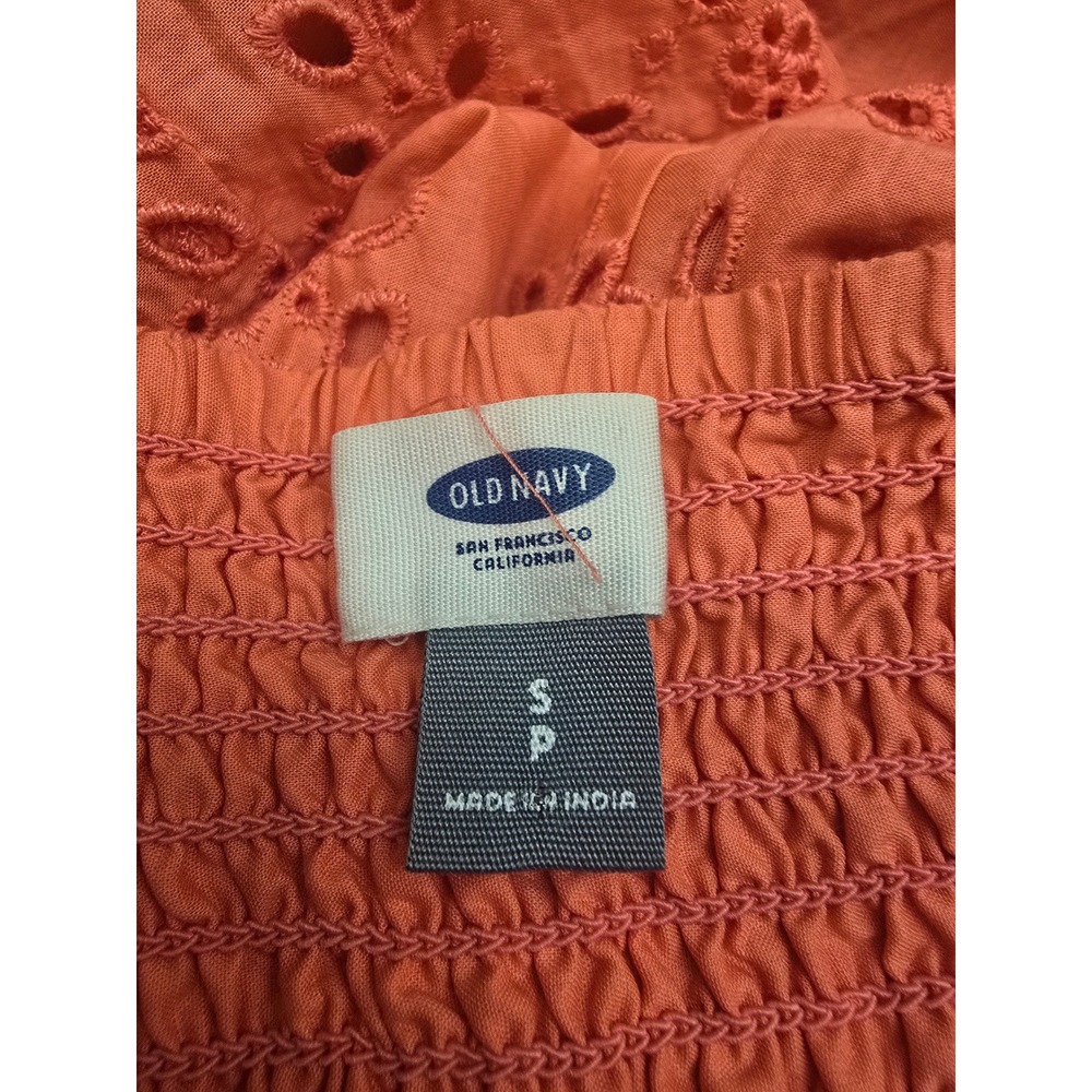 Old Navy Coral Eyelet Embroidered Midi Dress Sz S Cottagecore‎ Coastal Vacation - Picture 3 of 8